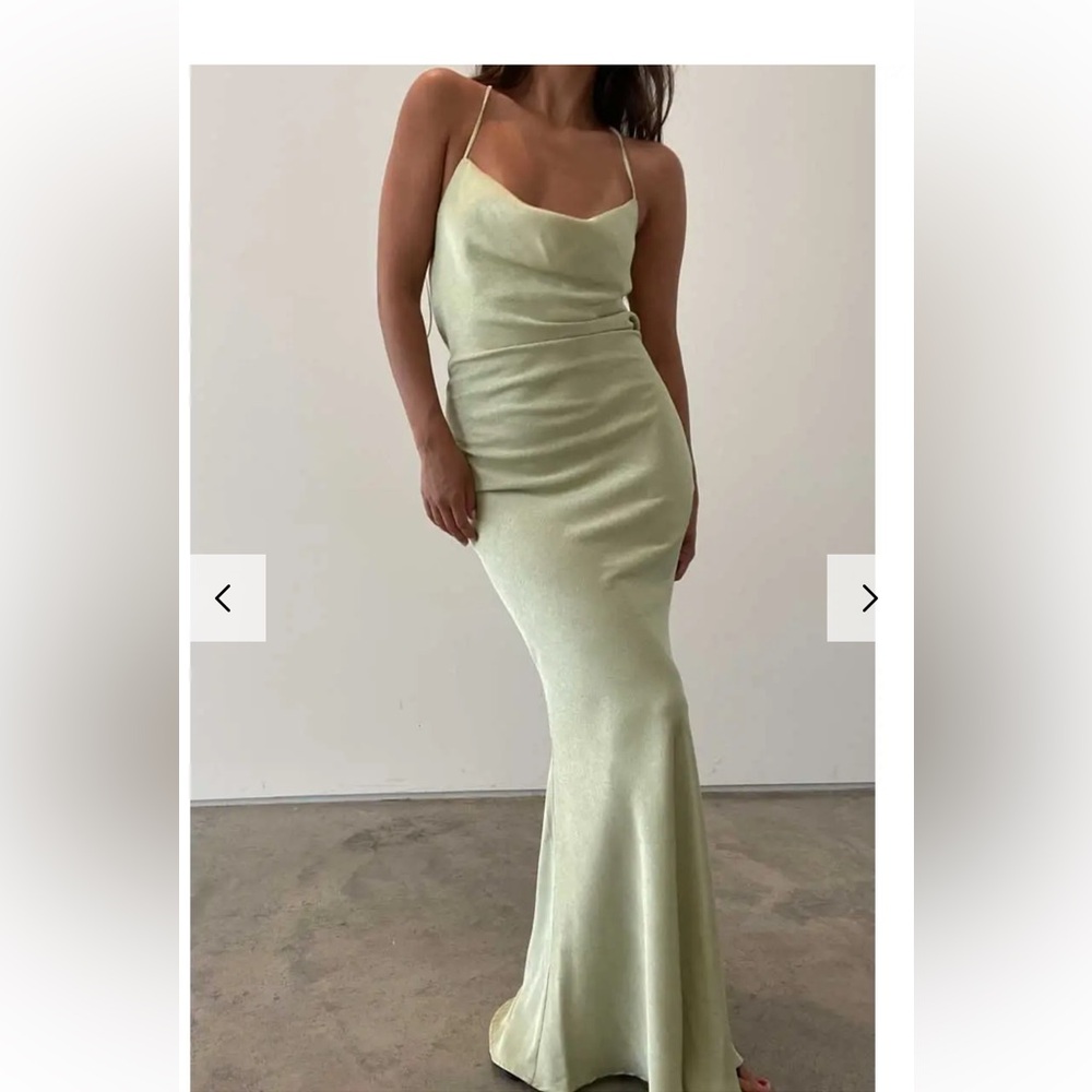 Cowl neck maxi dress- mint green satin